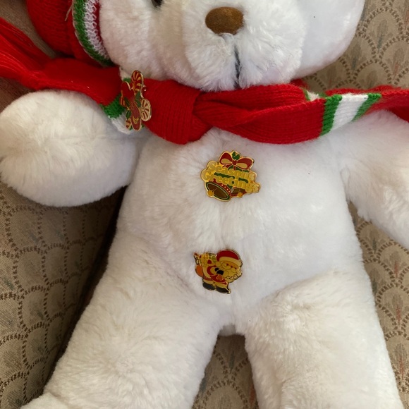 Christmas 10” Bear with red knitted hat and scarf - Picture 2 of 4